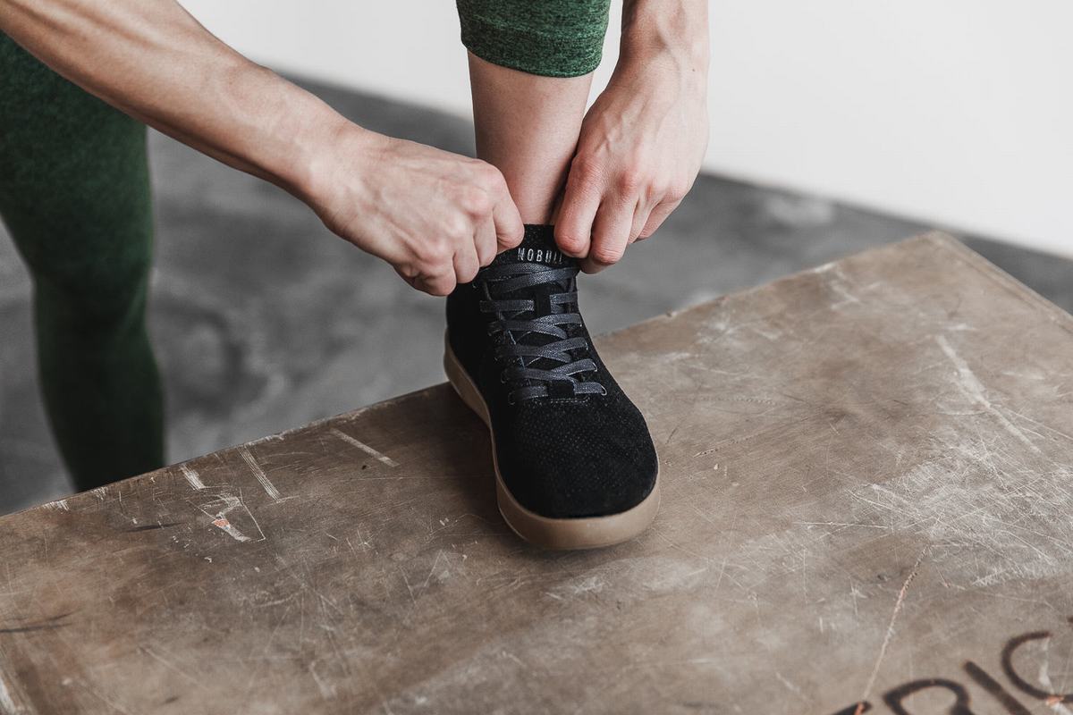 Nobull Suede Mid Women's Trainers Black | Australia (QS9206)